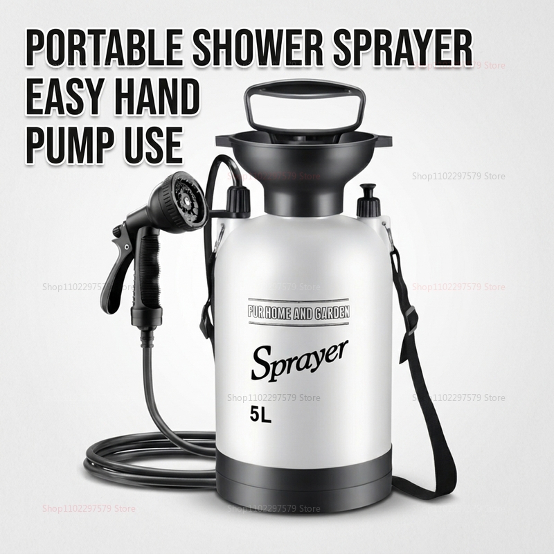 Food Snacks At Home - Portable Camping Shower 5L Manual Pump