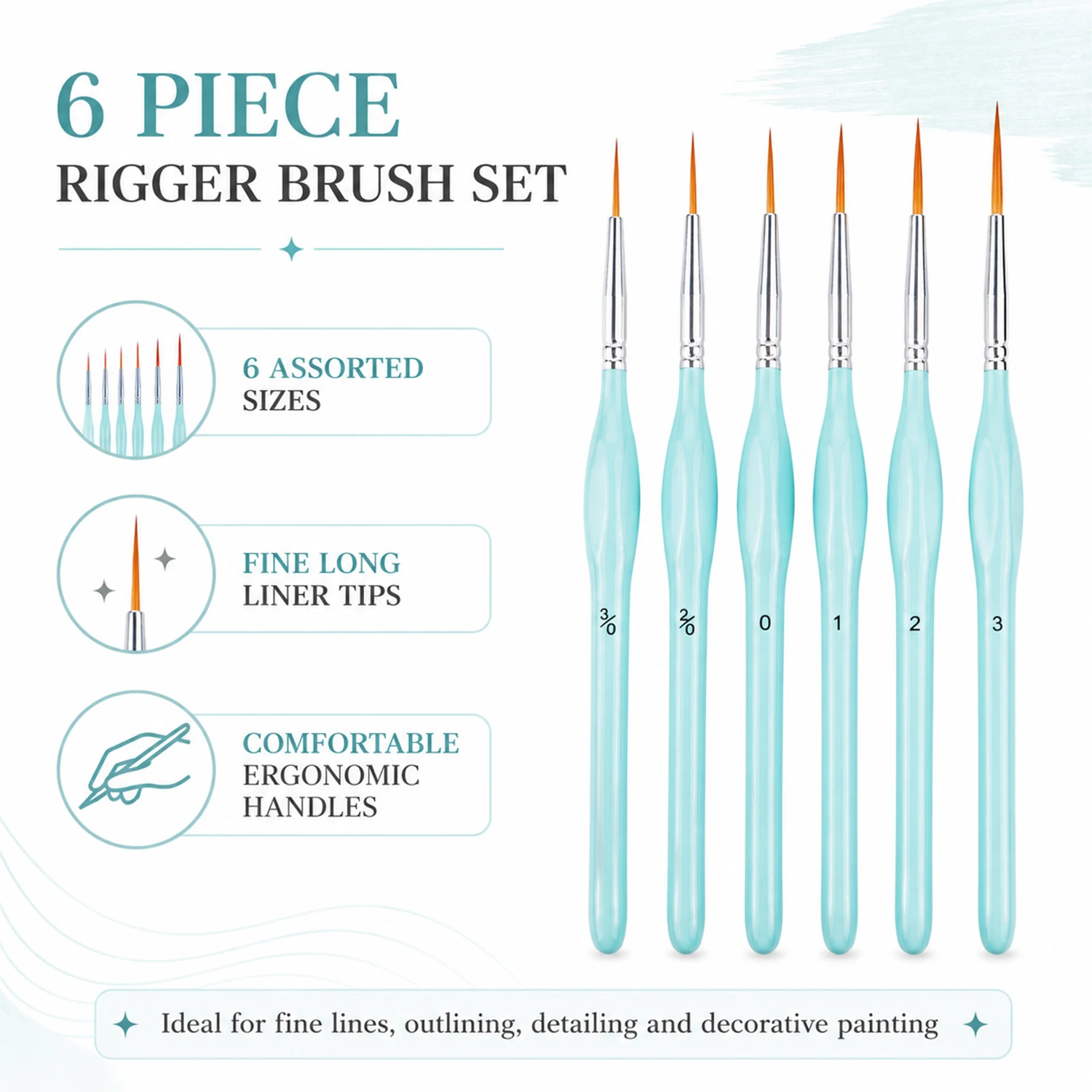 Food Snacks At Home - 6pcs Rigger Paint Brushes Set,Fine Tip