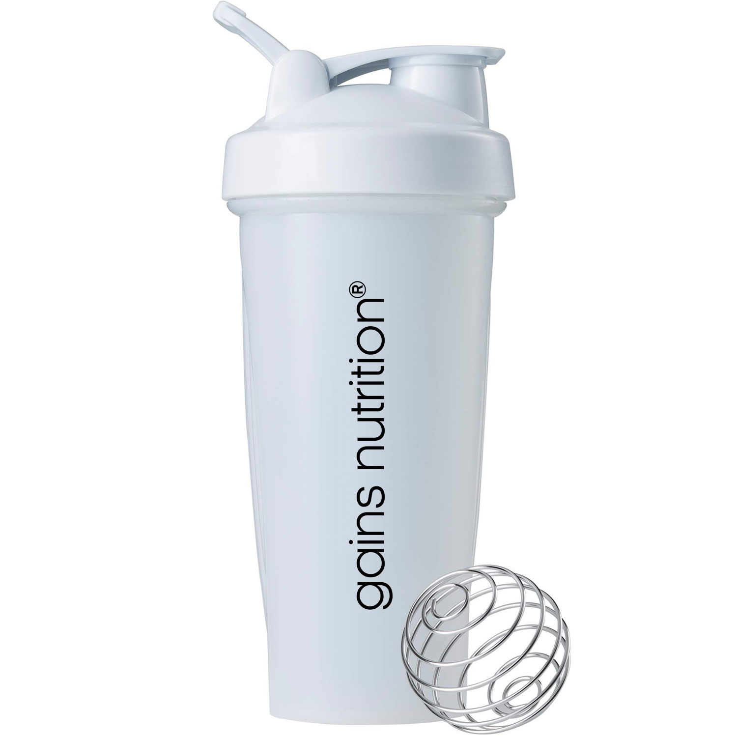 Tiger Nut Snack - Gains Nutrition Shaker Bottle | White