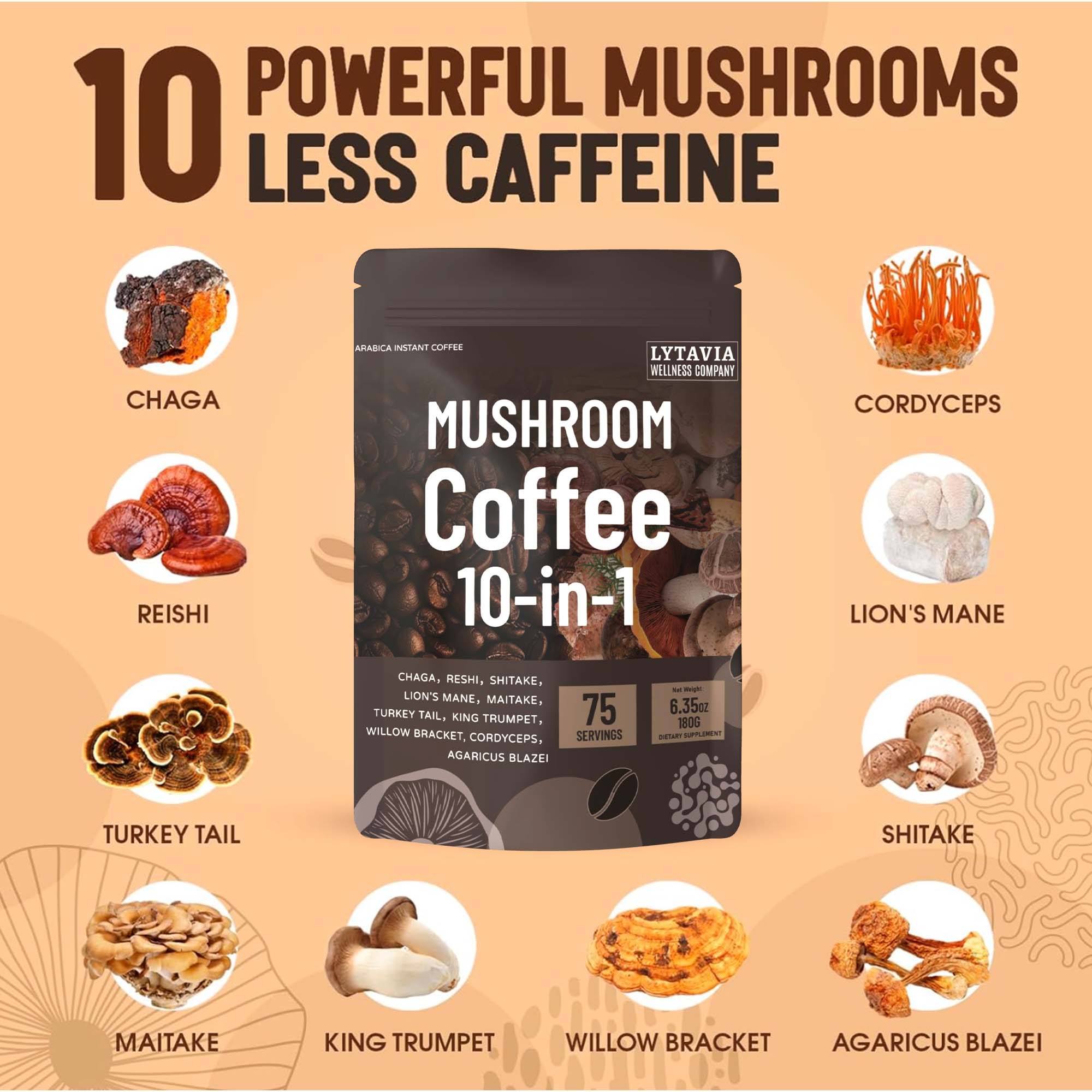 Food Near Snacks - Mushroom Coffee With 10 Adaptogenic Mushrooms